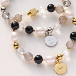 Armband HOPE gold/grau mit persönlicher Gravur*LEONARDO Best