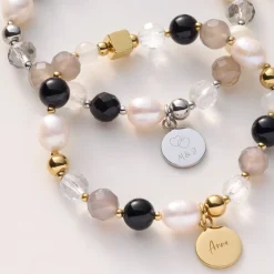 Armband HOPE silber/grau mit persönlicher Gravur*LEONARDO Best