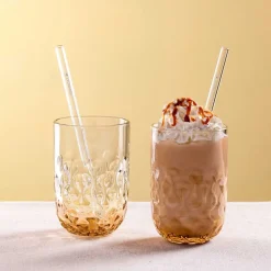 Caramel Macchiato Gläser GOCCE mit Glastrinkhalm 4-teilig*LEONARDO Outlet