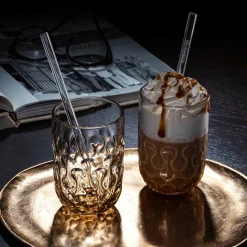 Caramel Macchiato Gläser GOCCE mit Glastrinkhalm 4-teilig*LEONARDO Outlet
