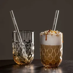 Caramel Macchiato Gläser GOCCE mit Glastrinkhalm 4-teilig*LEONARDO Outlet