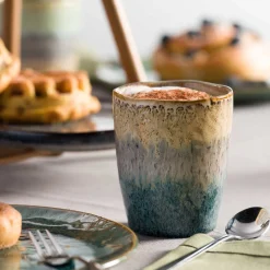 Keramikbecher MATERA 300ml beige/anthrazit/blau 4er-Set*LEONARDO Outlet