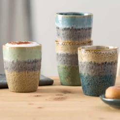 Keramikbecher MATERA 300ml beige/anthrazit/blau 4er-Set*LEONARDO Outlet