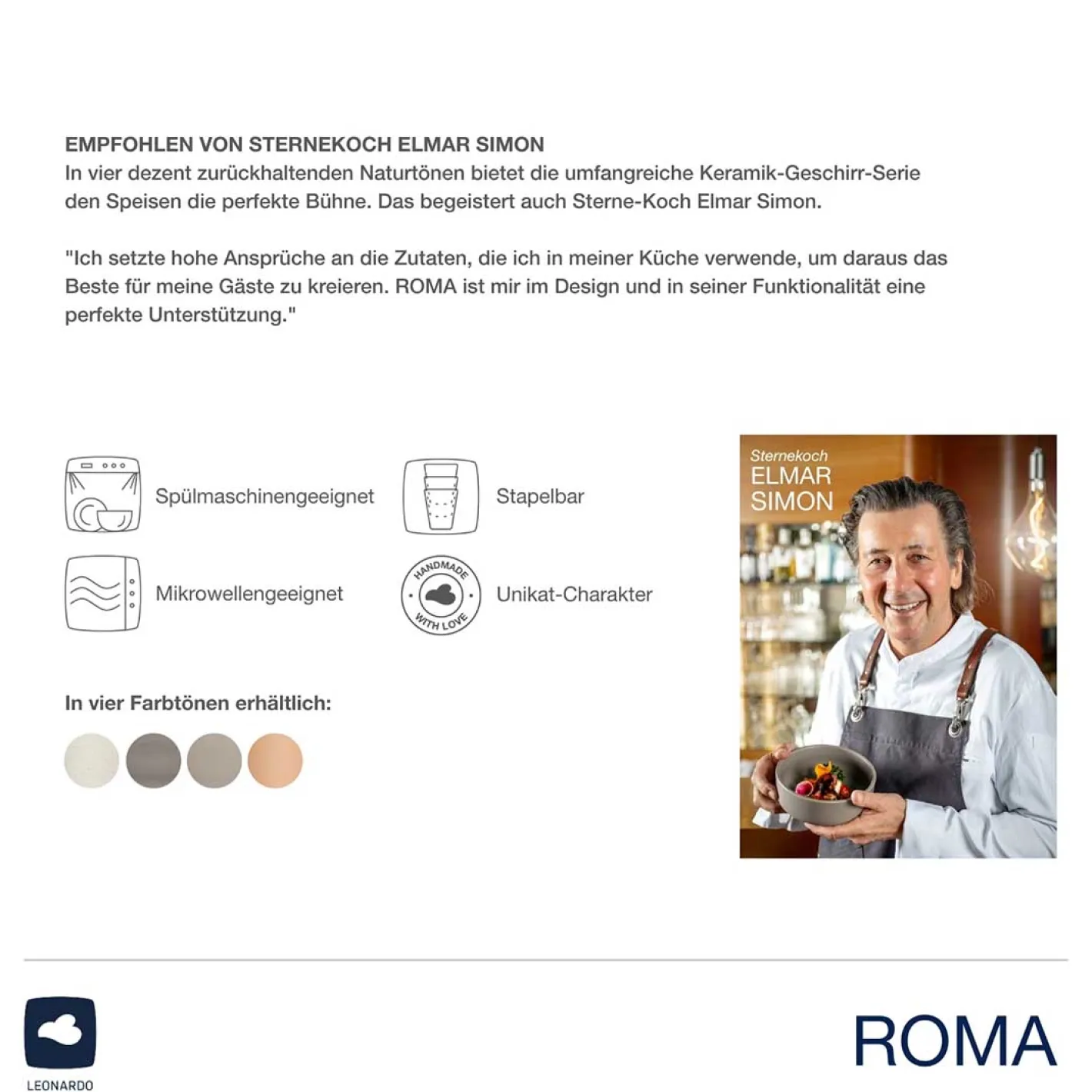 Keramiktasse ROMA 400 ml beige 6er-Set*LEONARDO Discount