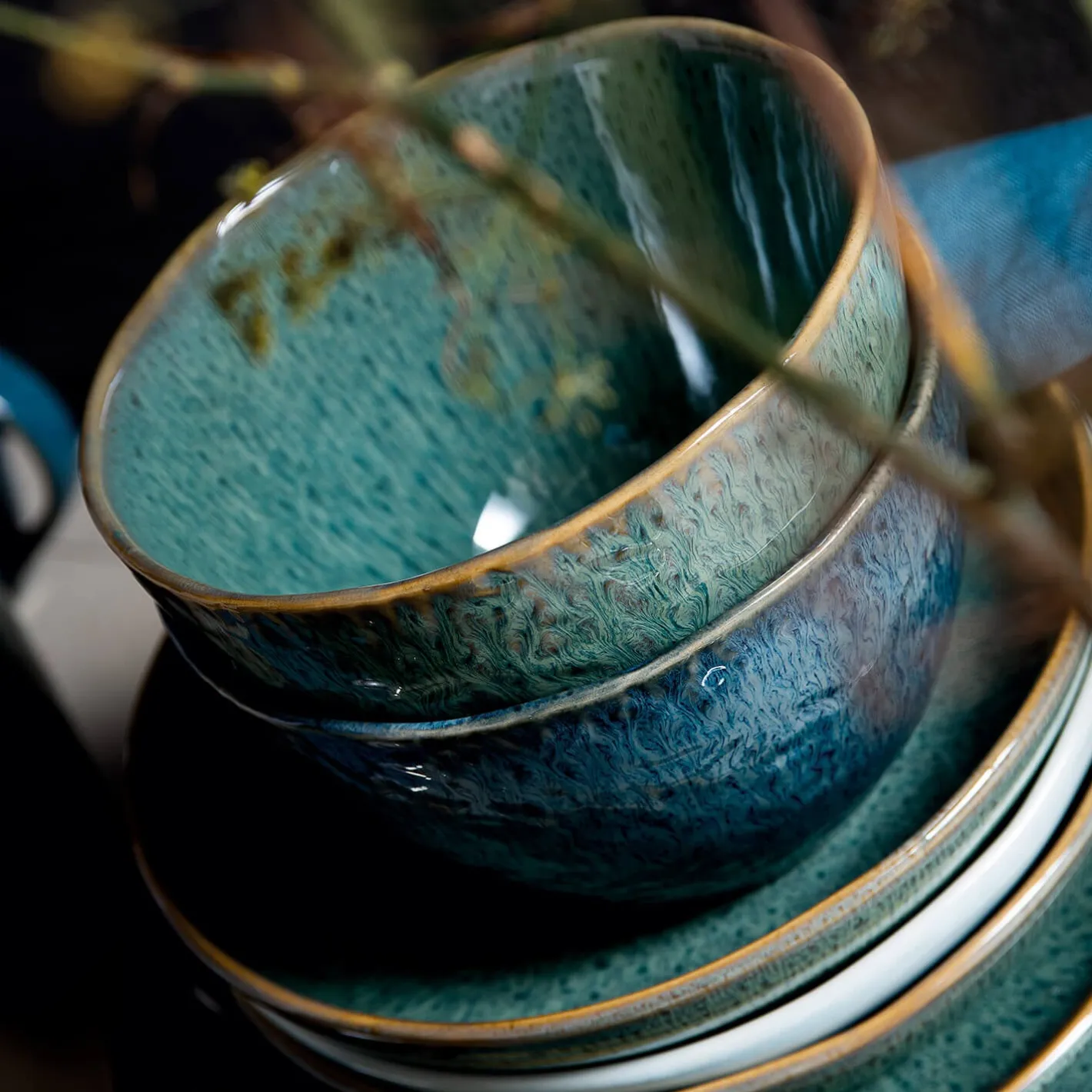 Keramikteller MATERA 21 cm grün tief 6er-Set*LEONARDO Hot