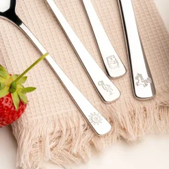 Kinderbesteck BAMBINI 4-teilig silber Panda, Einhorn, Flamingo*LEONARDO Sale