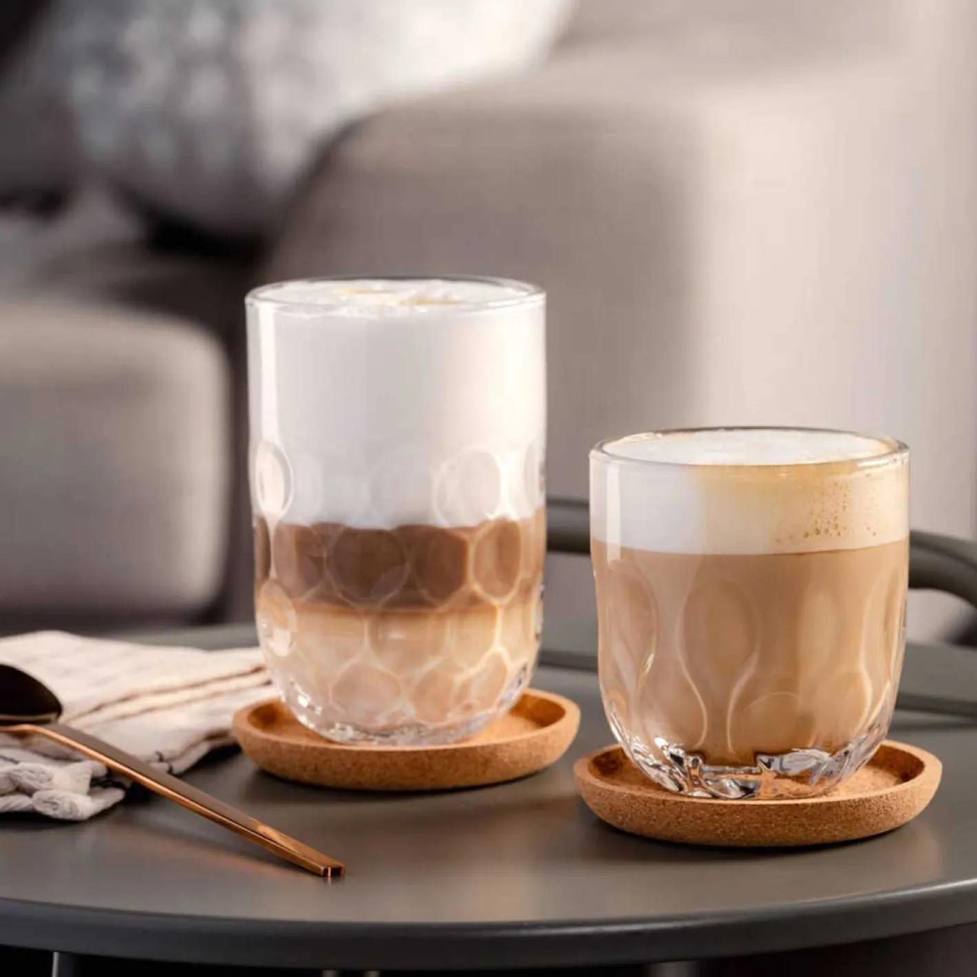 Latte Macchiato Glas GOCCE 380ml 1. Variante 2er-Set*LEONARDO Discount