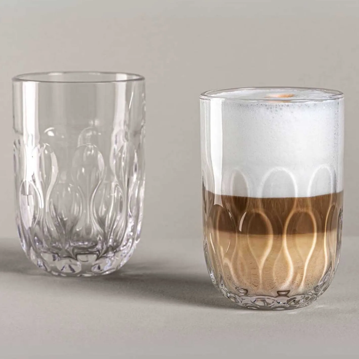 Latte Macchiato Glas GOCCE 380ml 3. Variante 2er-Set*LEONARDO Discount