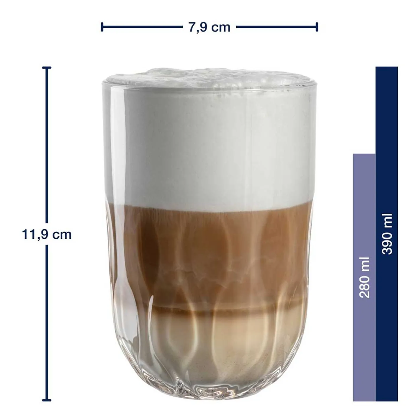 Latte Macchiato Glas GOCCE 380ml 3. Variante 2er-Set*LEONARDO Discount