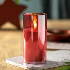 LED Kerze rot 15x8cm AUTENTICO*LEONARDO Clearance