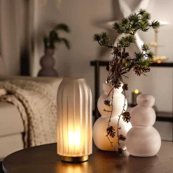 LED Lampe SILENZIO 28 cm grau satiniert*LEONARDO