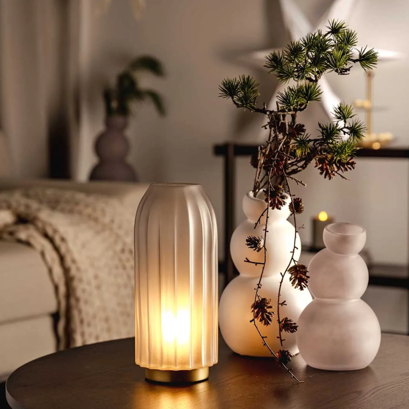 LED Lampe SILENZIO 28 cm grau satiniert*LEONARDO