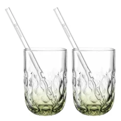 Matcha Latte Gläser GOCCE mit Glastrinkhalm 4-teilig*LEONARDO New