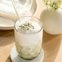 Matcha Latte Gläser GOCCE mit Glastrinkhalm 4-teilig*LEONARDO New