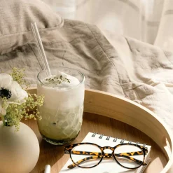 Matcha Latte Gläser GOCCE mit Glastrinkhalm 4-teilig*LEONARDO New