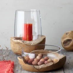 Schale TERRA 28 cm mit Teaksockel*LEONARDO Hot