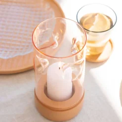 Tischlicht auf Sockel SOLE 19 cm apricot*LEONARDO Clearance