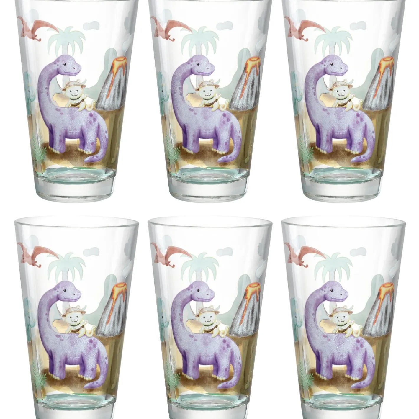 Trinkglas BAMBINI AVVENTURA 300ml Dino 6er-Set*LEONARDO