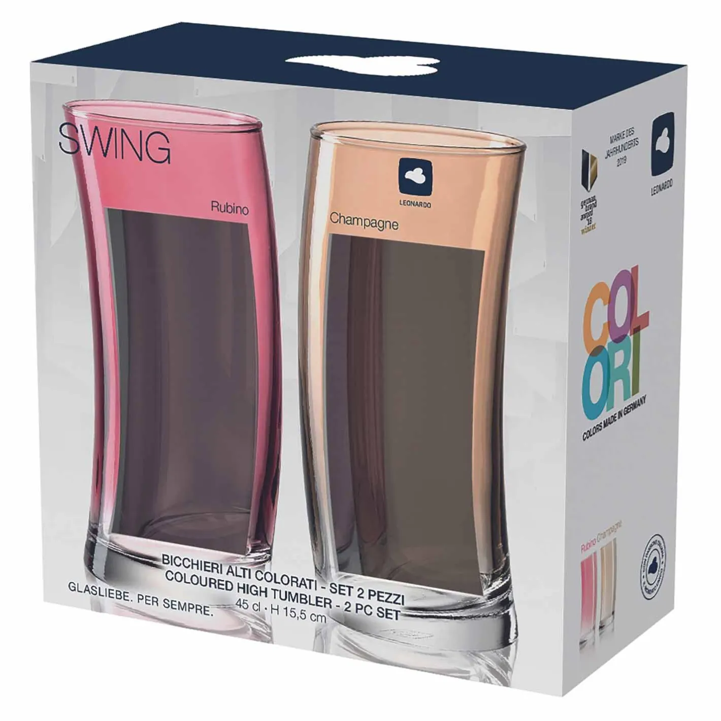 Trinkglas SWING 450ml rot/champagner 2er-Set*LEONARDO Outlet