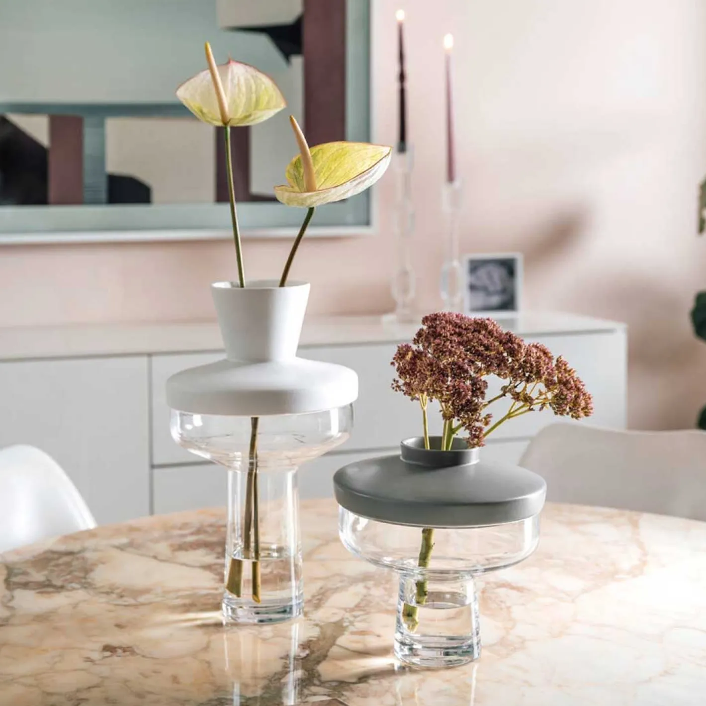 Vase RIVA mit Aufsatz 22 cm grau*LEONARDO Sale