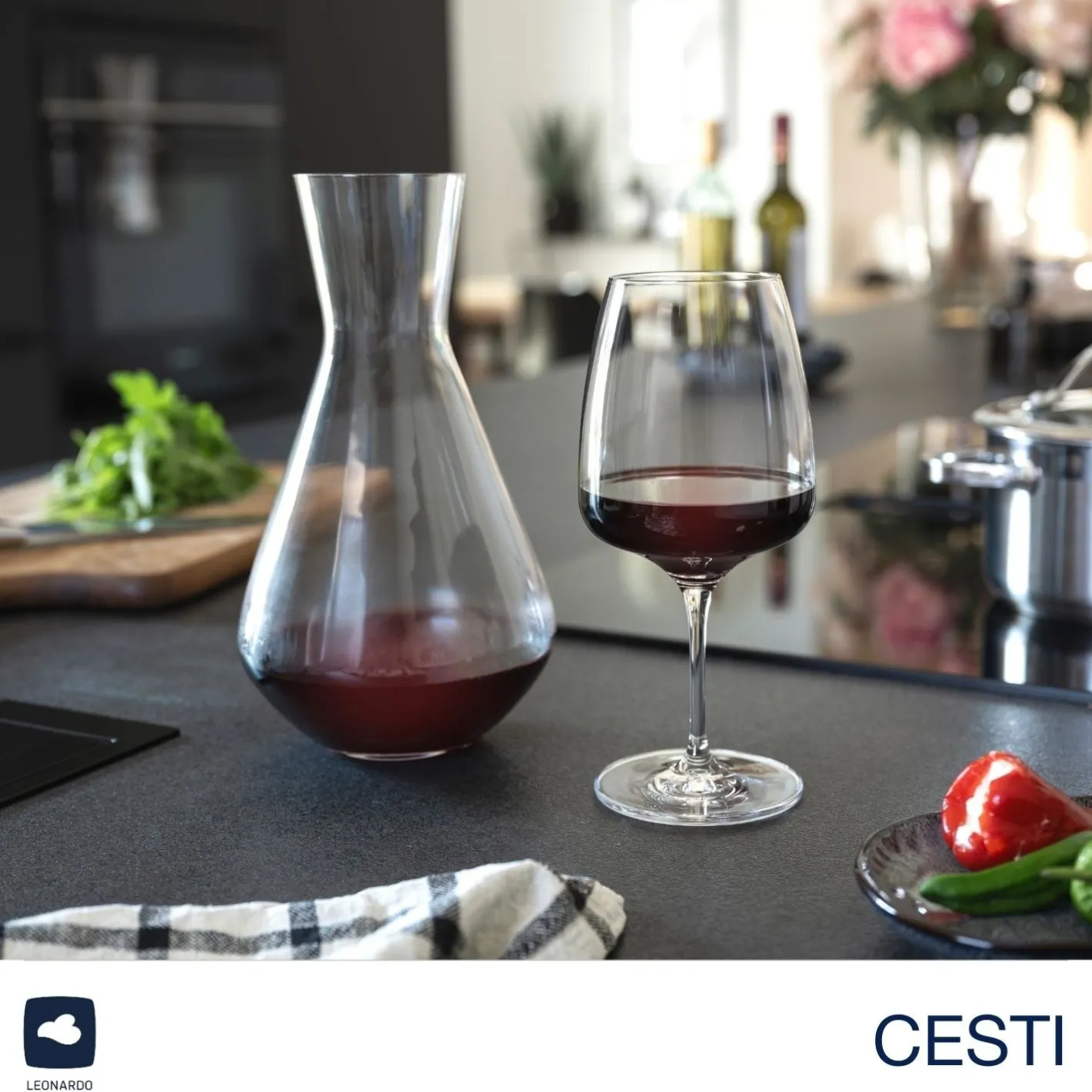 Weinset CESTI 3-teilig + Poliertuch*LEONARDO