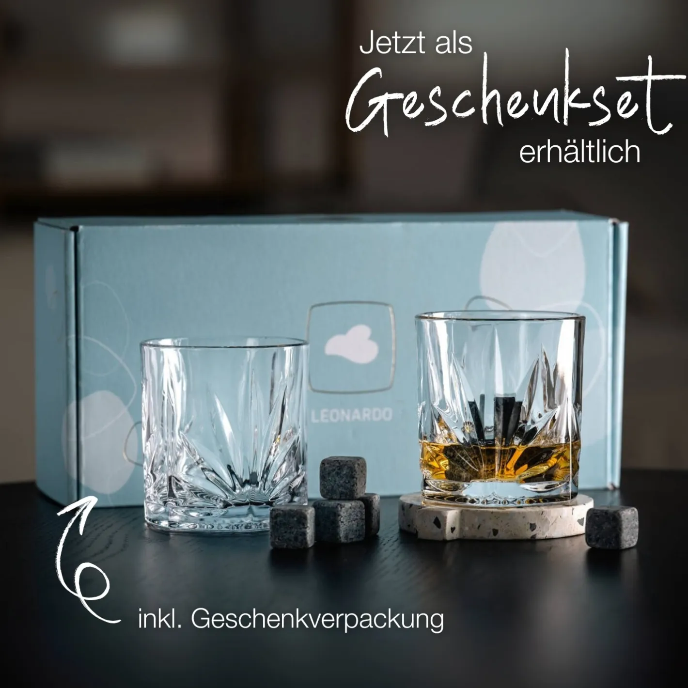 Whiskybecher DOF CAPRI 330 ml 2er-Set mit 8 Kühlsteinen*LEONARDO Hot