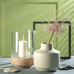 Windlicht auf Holzsockel LEGNO 30 cm*LEONARDO Hot