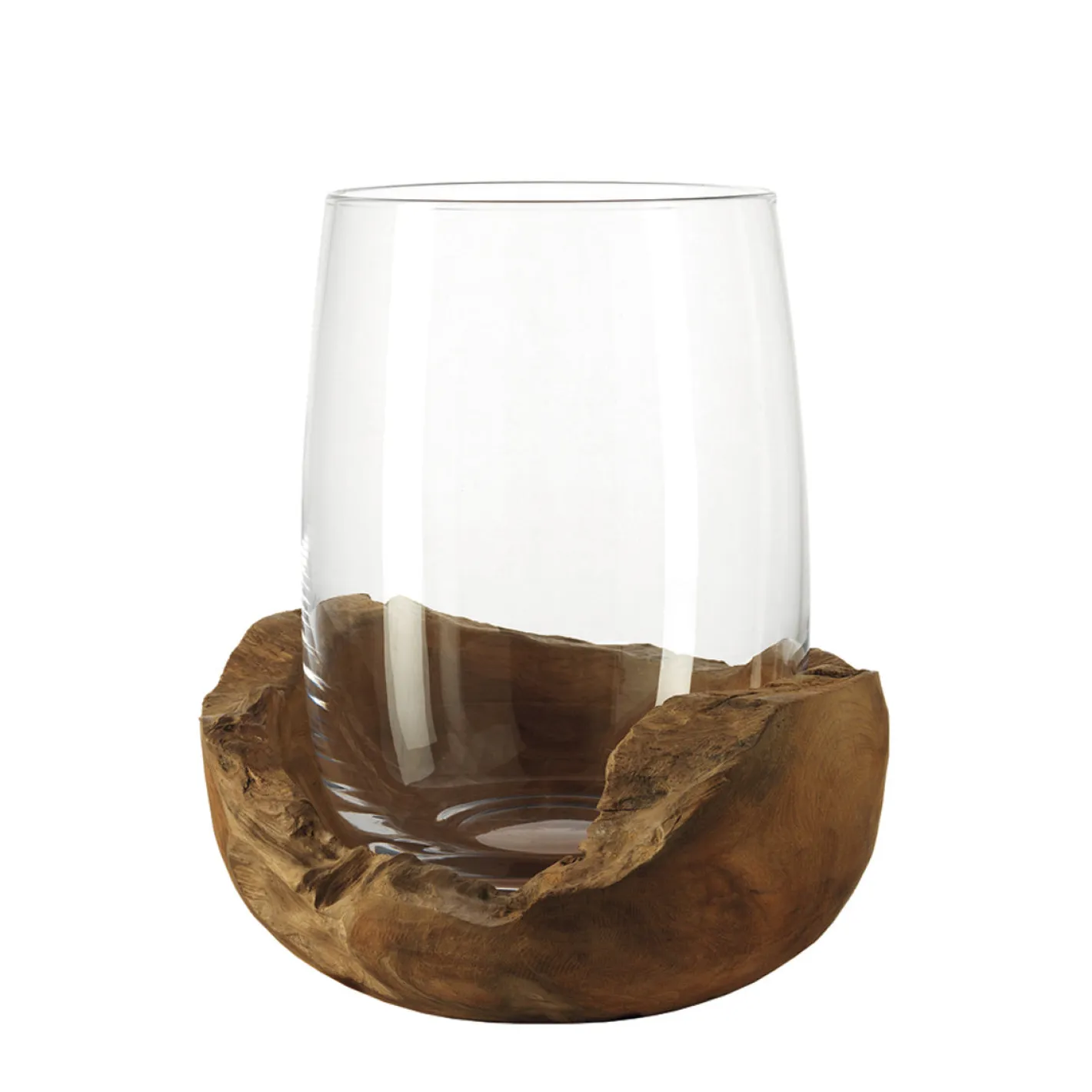 Windlicht TERRA 27 cm mit Teaksockel*LEONARDO Outlet